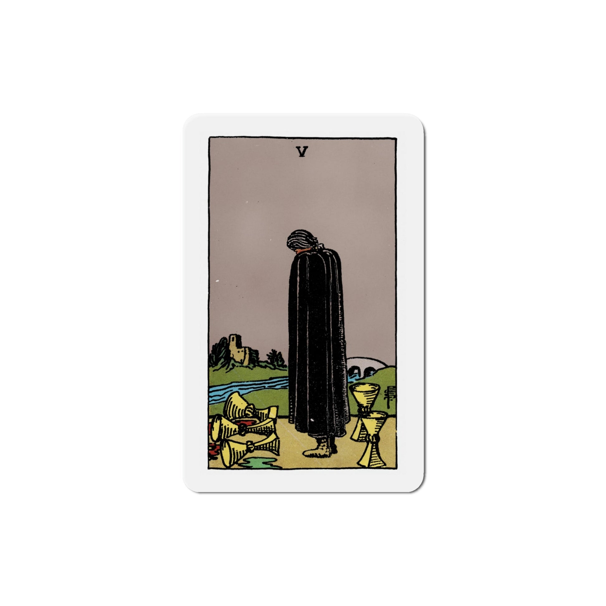 The 5 of Cups (Tarot Card) Die-Cut Magnet-6 Inch-The Sticker Space