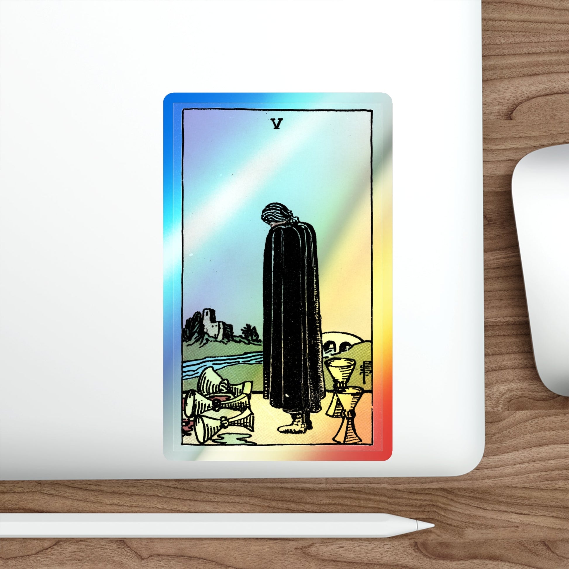 The 5 of Cups (Tarot Card) Holographic STICKER Die-Cut Vinyl Decal-The Sticker Space