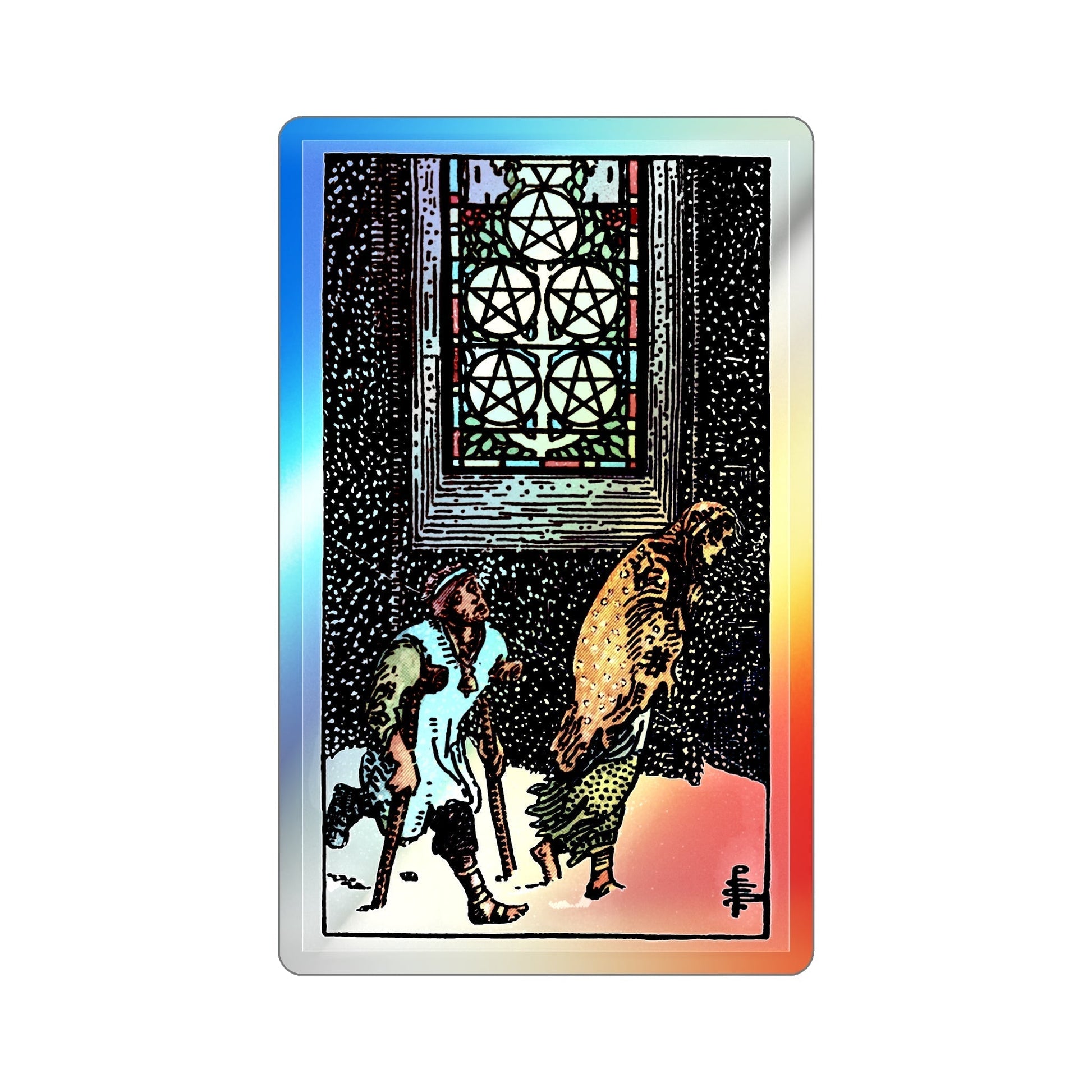 The 5 of Pentacles (Tarot Card) Holographic STICKER Die-Cut Vinyl Decal-3 Inch-The Sticker Space