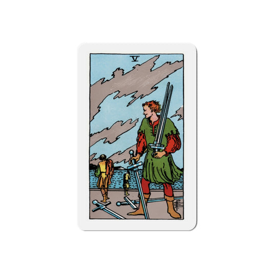 The 5 of Swords (Tarot Card) Die-Cut Magnet-2 Inch-The Sticker Space