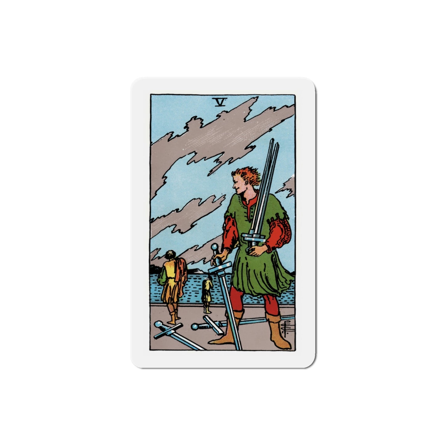 The 5 of Swords (Tarot Card) Die-Cut Magnet-3 Inch-The Sticker Space