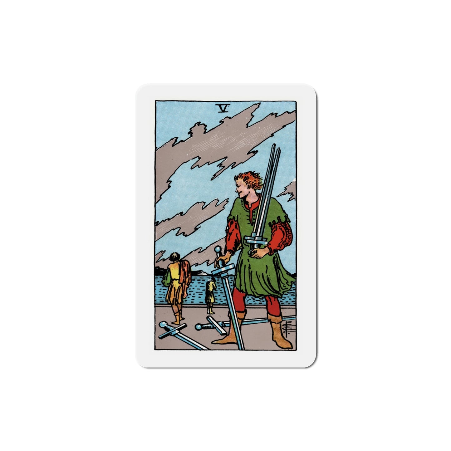 The 5 of Swords (Tarot Card) Die-Cut Magnet-5 Inch-The Sticker Space