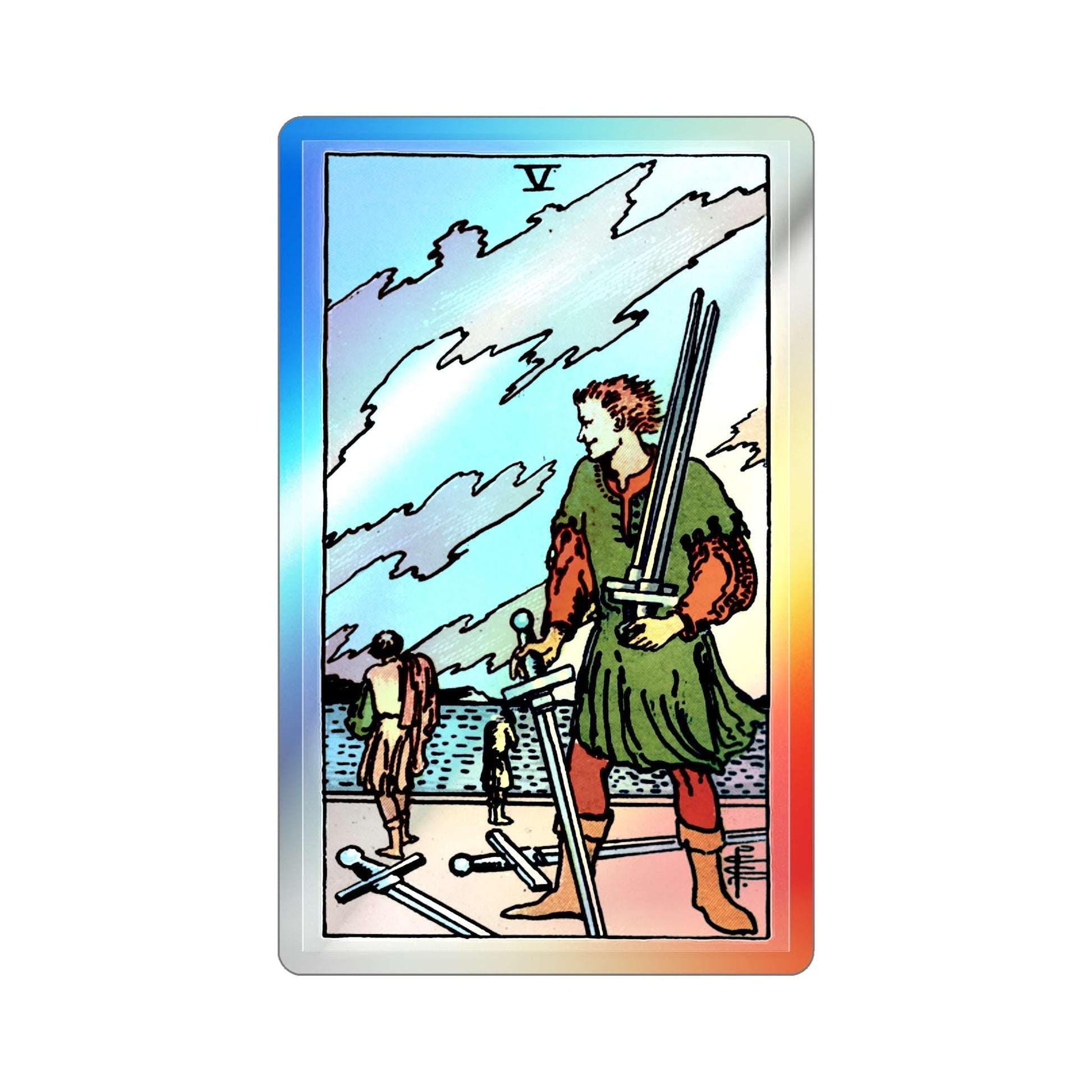 The 5 of Swords (Tarot Card) Holographic STICKER Die-Cut Vinyl Decal-2 Inch-The Sticker Space
