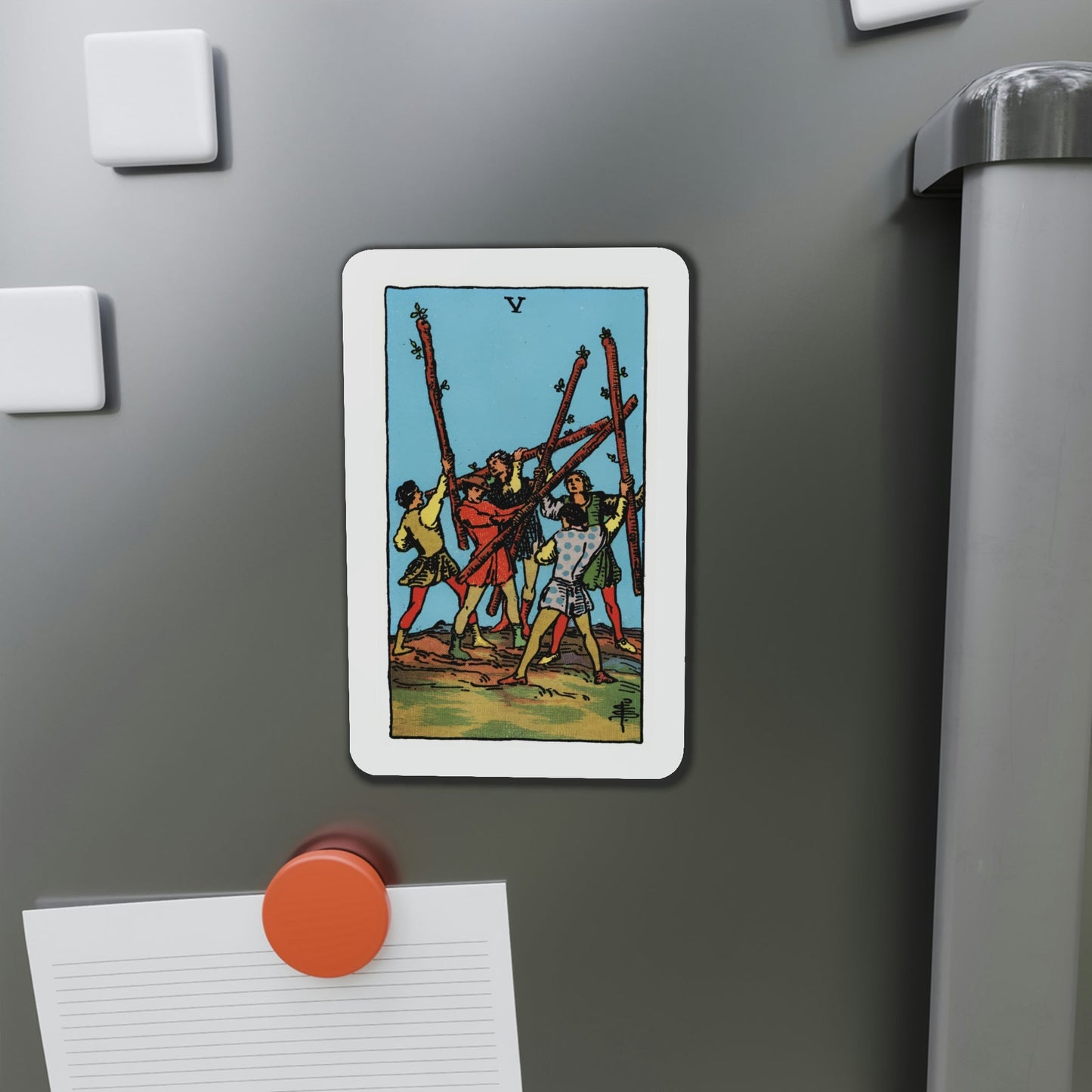The 5 of Wands (Tarot Card) Die-Cut Magnet-The Sticker Space