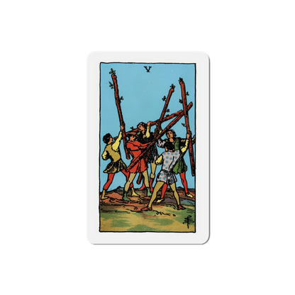 The 5 of Wands (Tarot Card) Die-Cut Magnet-3 Inch-The Sticker Space