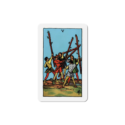 The 5 of Wands (Tarot Card) Die-Cut Magnet-6 Inch-The Sticker Space