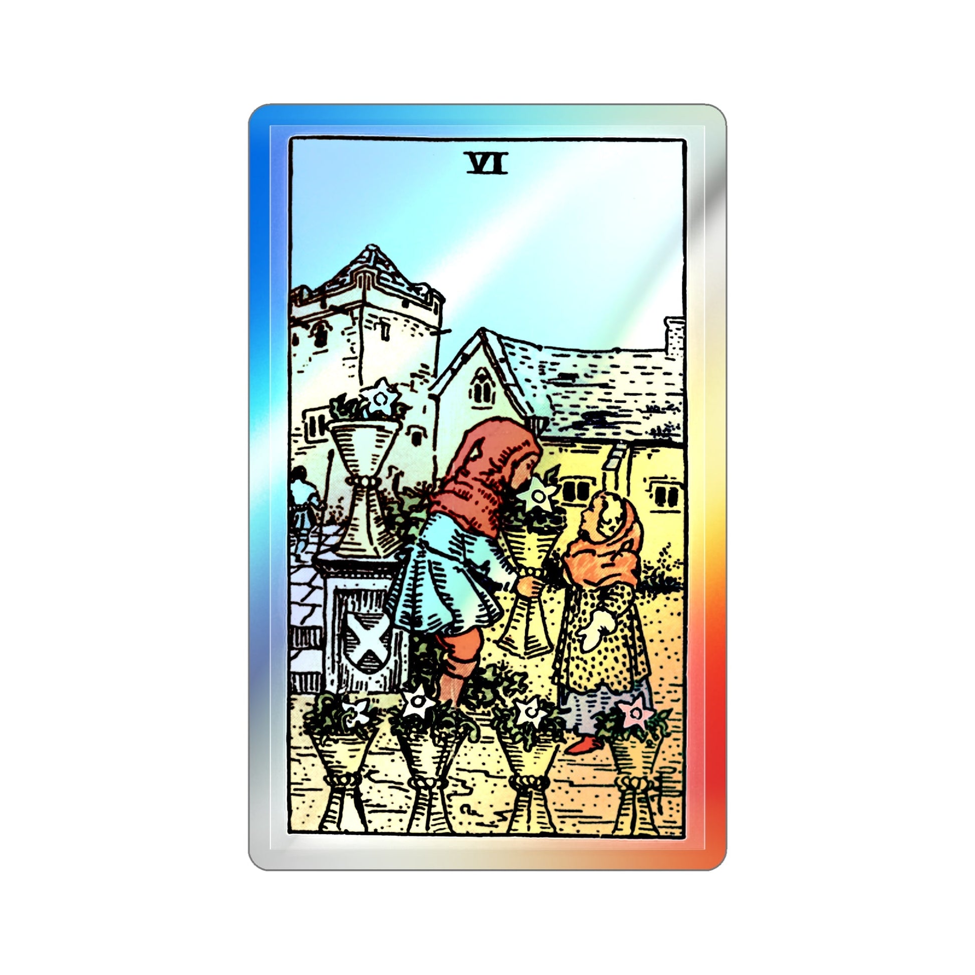 The 6 of Cups (Tarot Card) Holographic STICKER Die-Cut Vinyl Decal-2 Inch-The Sticker Space