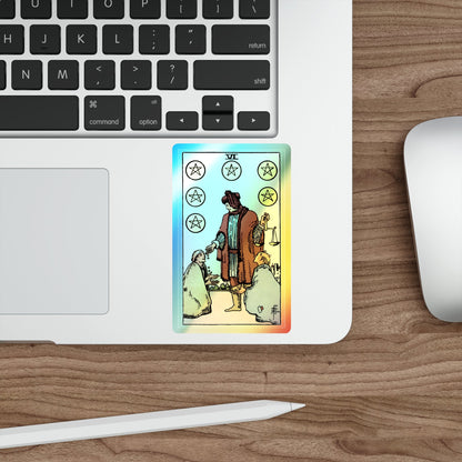The 6 of Pentacles (Tarot Card) Holographic STICKER Die-Cut Vinyl Decal-The Sticker Space