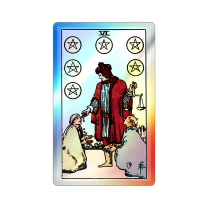 The 6 of Pentacles (Tarot Card) Holographic STICKER Die-Cut Vinyl Decal-2 Inch-The Sticker Space