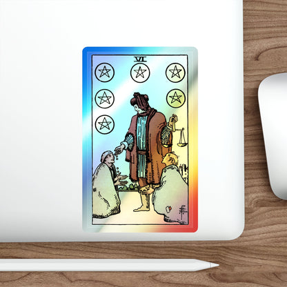 The 6 of Pentacles (Tarot Card) Holographic STICKER Die-Cut Vinyl Decal-The Sticker Space