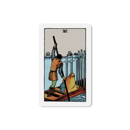 The 6 of Swords (Tarot Card) Die-Cut Magnet-4 Inch-The Sticker Space