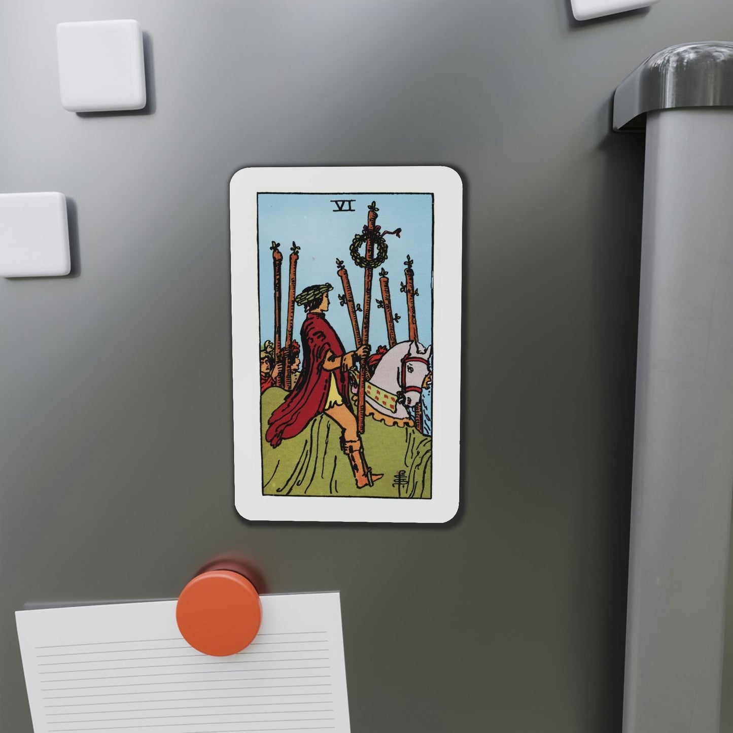 The 6 of Wands (Tarot Card) Die-Cut Magnet-The Sticker Space