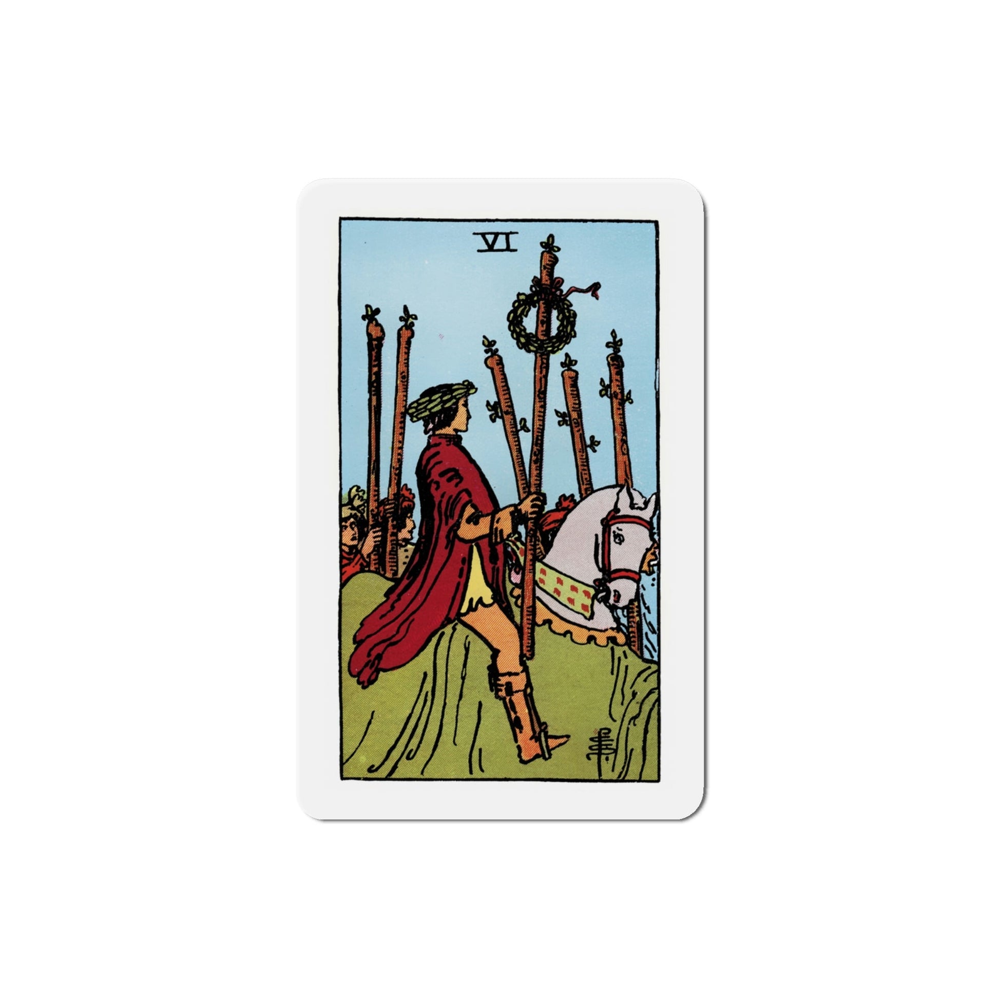 The 6 of Wands (Tarot Card) Die-Cut Magnet-4 Inch-The Sticker Space