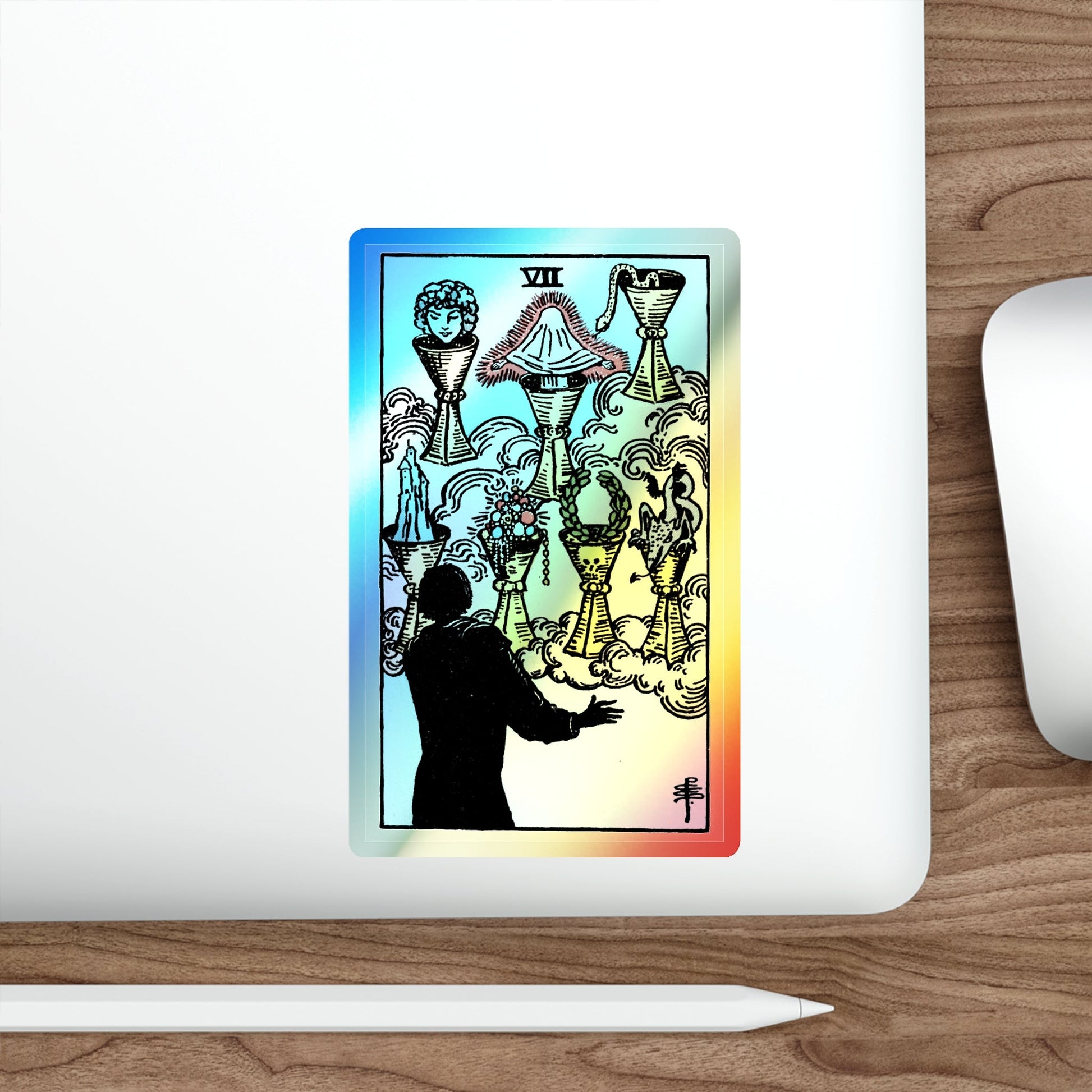 The 7 of Cups (Tarot Card) Holographic STICKER Die-Cut Vinyl Decal-The Sticker Space
