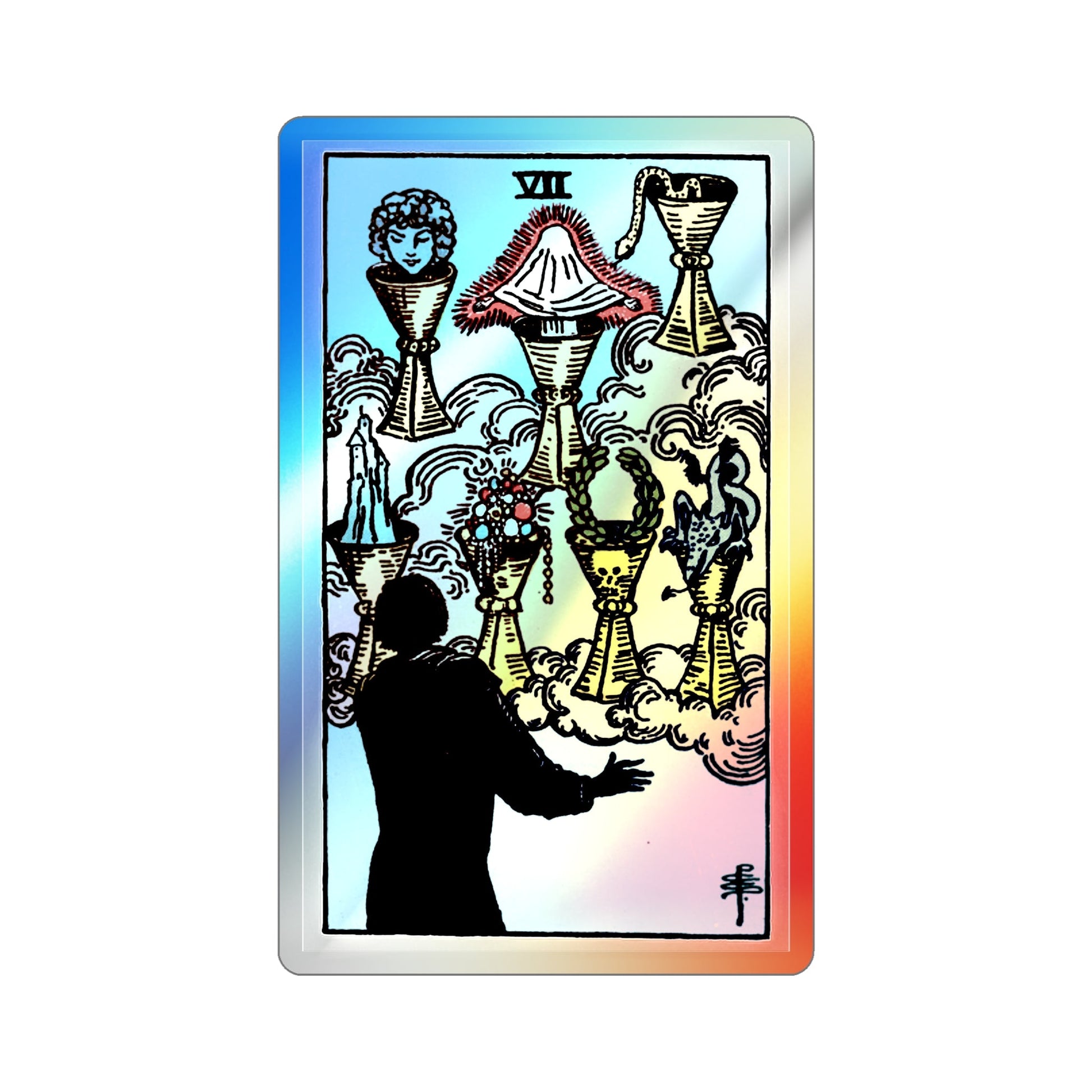 The 7 of Cups (Tarot Card) Holographic STICKER Die-Cut Vinyl Decal-2 Inch-The Sticker Space