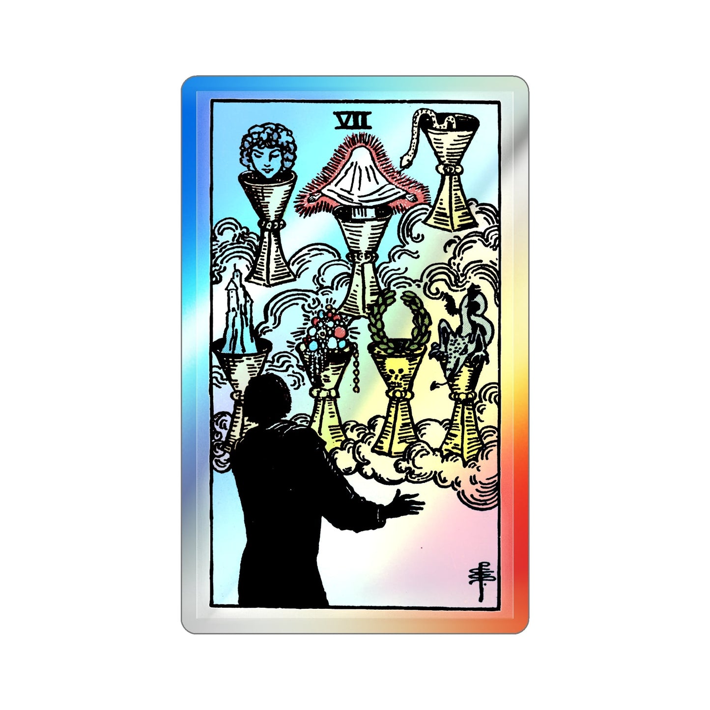 The 7 of Cups (Tarot Card) Holographic STICKER Die-Cut Vinyl Decal-4 Inch-The Sticker Space