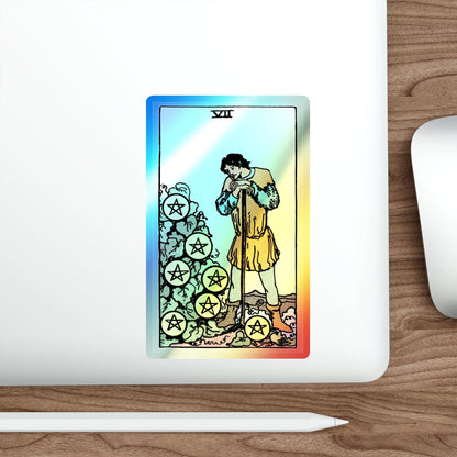 The 7 of Pentacles (Tarot Card) Holographic STICKER Die-Cut Vinyl Decal-The Sticker Space