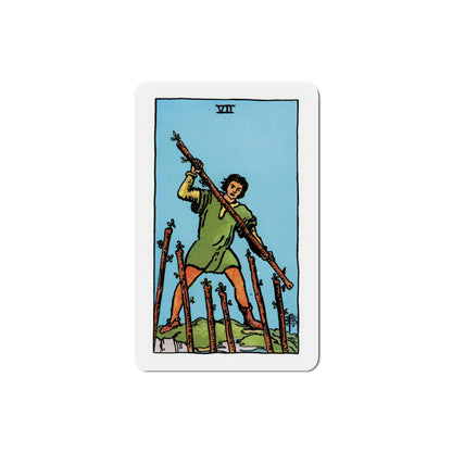 The 7 of Wands (Tarot Card) Die-Cut Magnet-4 Inch-The Sticker Space