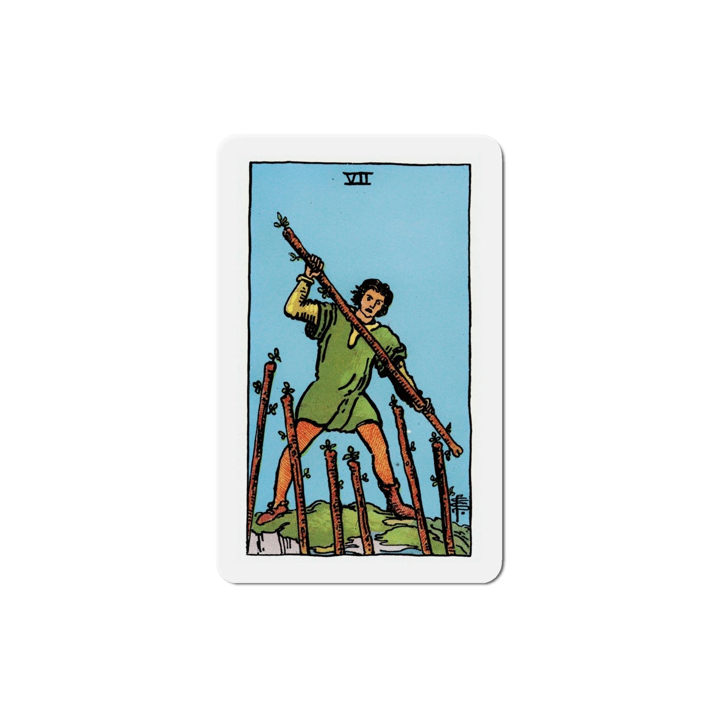 The 7 of Wands (Tarot Card) Die-Cut Magnet-6 Inch-The Sticker Space