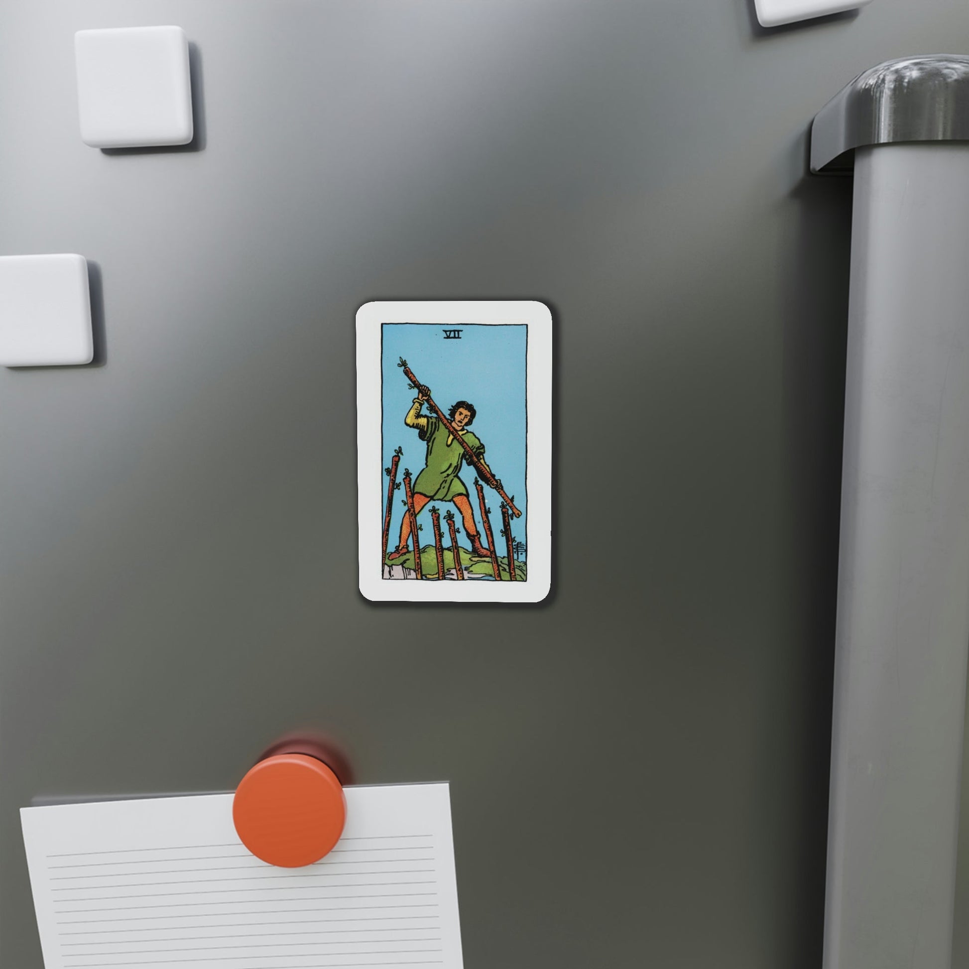 The 7 of Wands (Tarot Card) Die-Cut Magnet-The Sticker Space