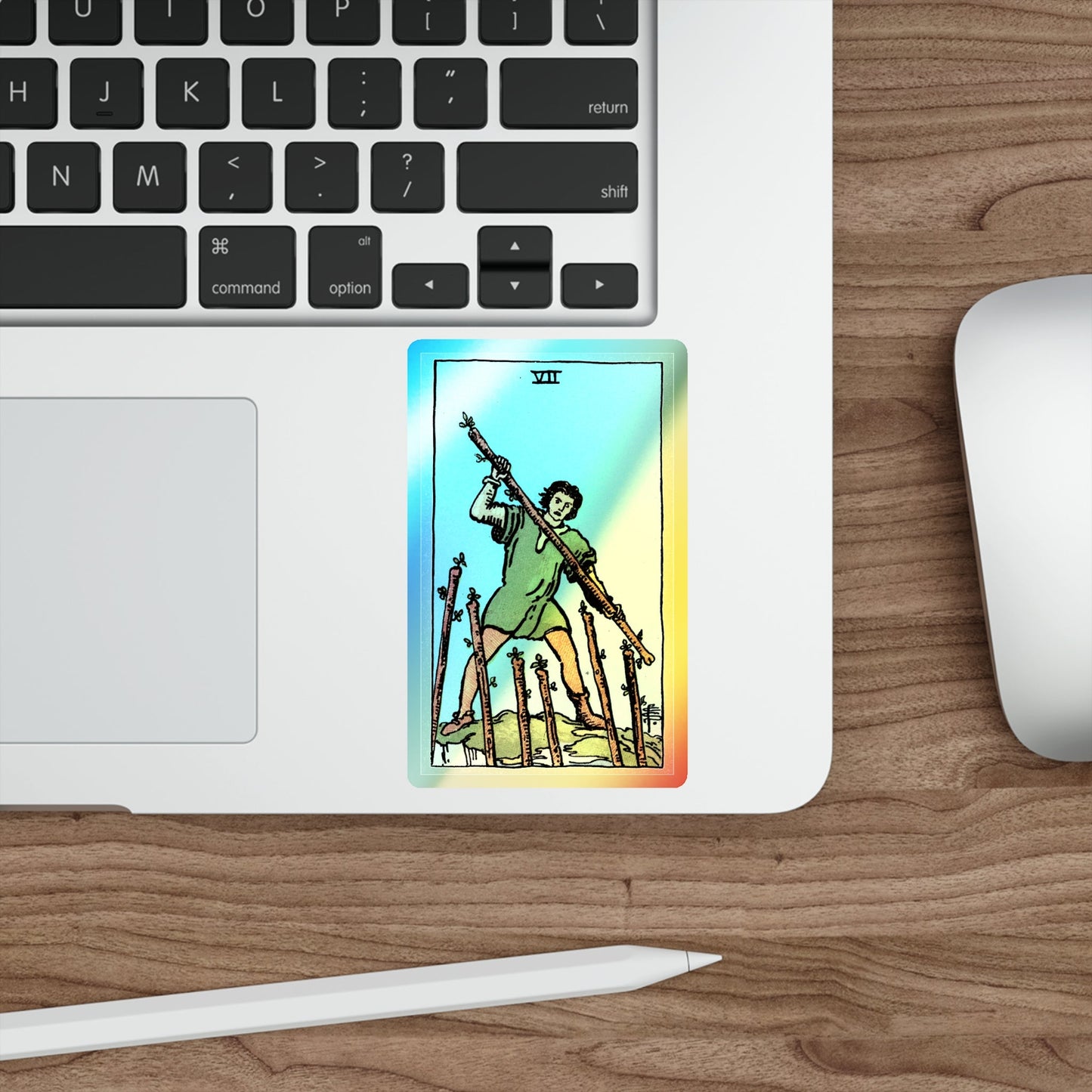 The 7 of Wands (Tarot Card) Holographic STICKER Die-Cut Vinyl Decal-The Sticker Space