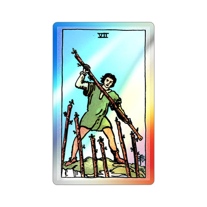 The 7 of Wands (Tarot Card) Holographic STICKER Die-Cut Vinyl Decal-2 Inch-The Sticker Space