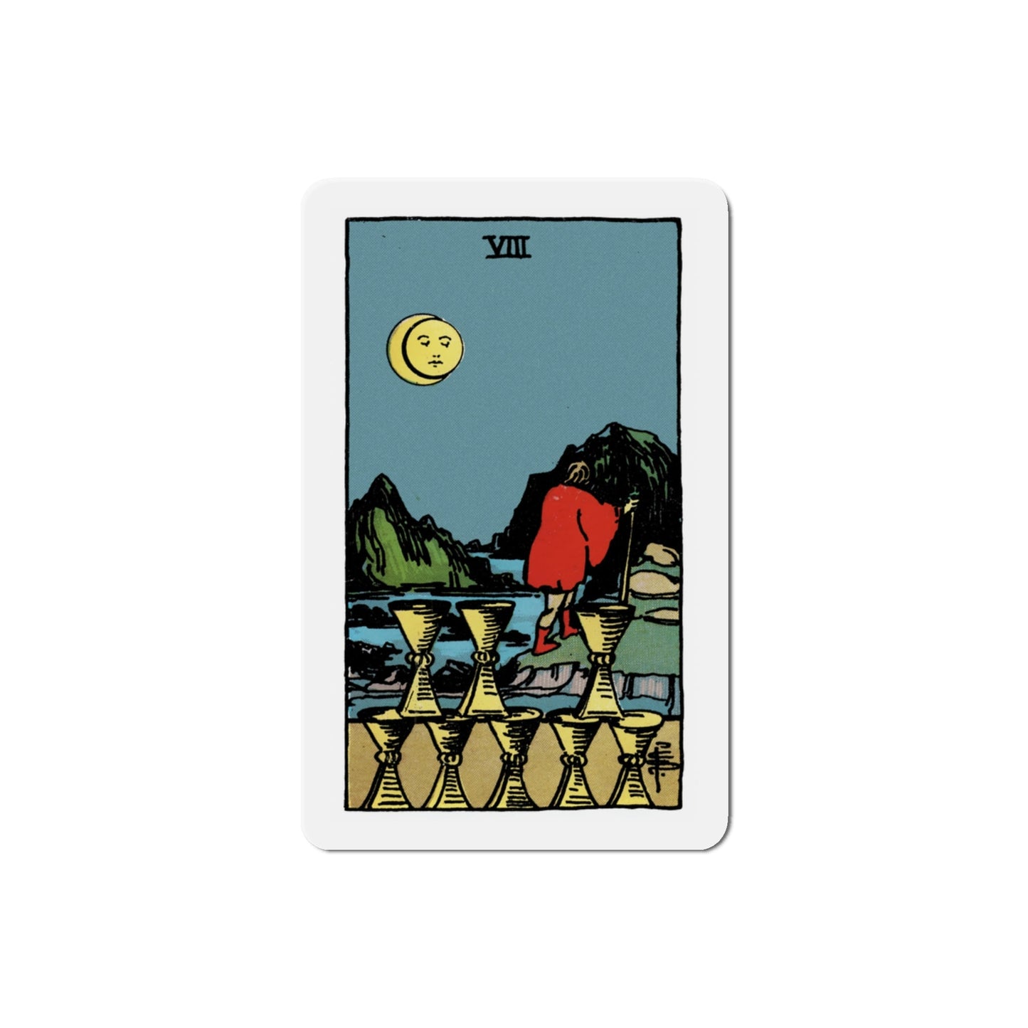 The 8 of Cups (Tarot Card) Die-Cut Magnet-3 Inch-The Sticker Space