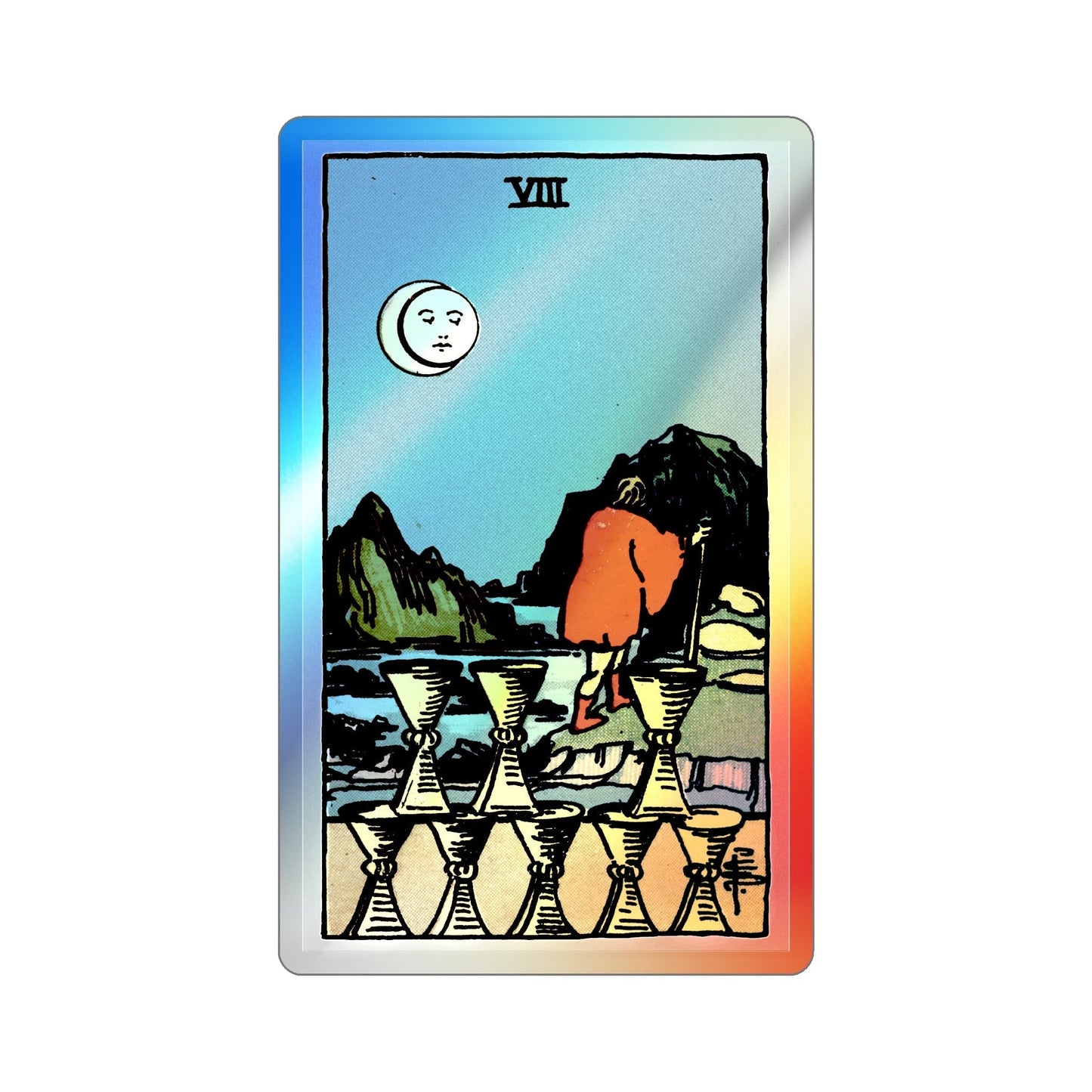 The 8 of Cups (Tarot Card) Holographic STICKER Die-Cut Vinyl Decal-4 Inch-The Sticker Space
