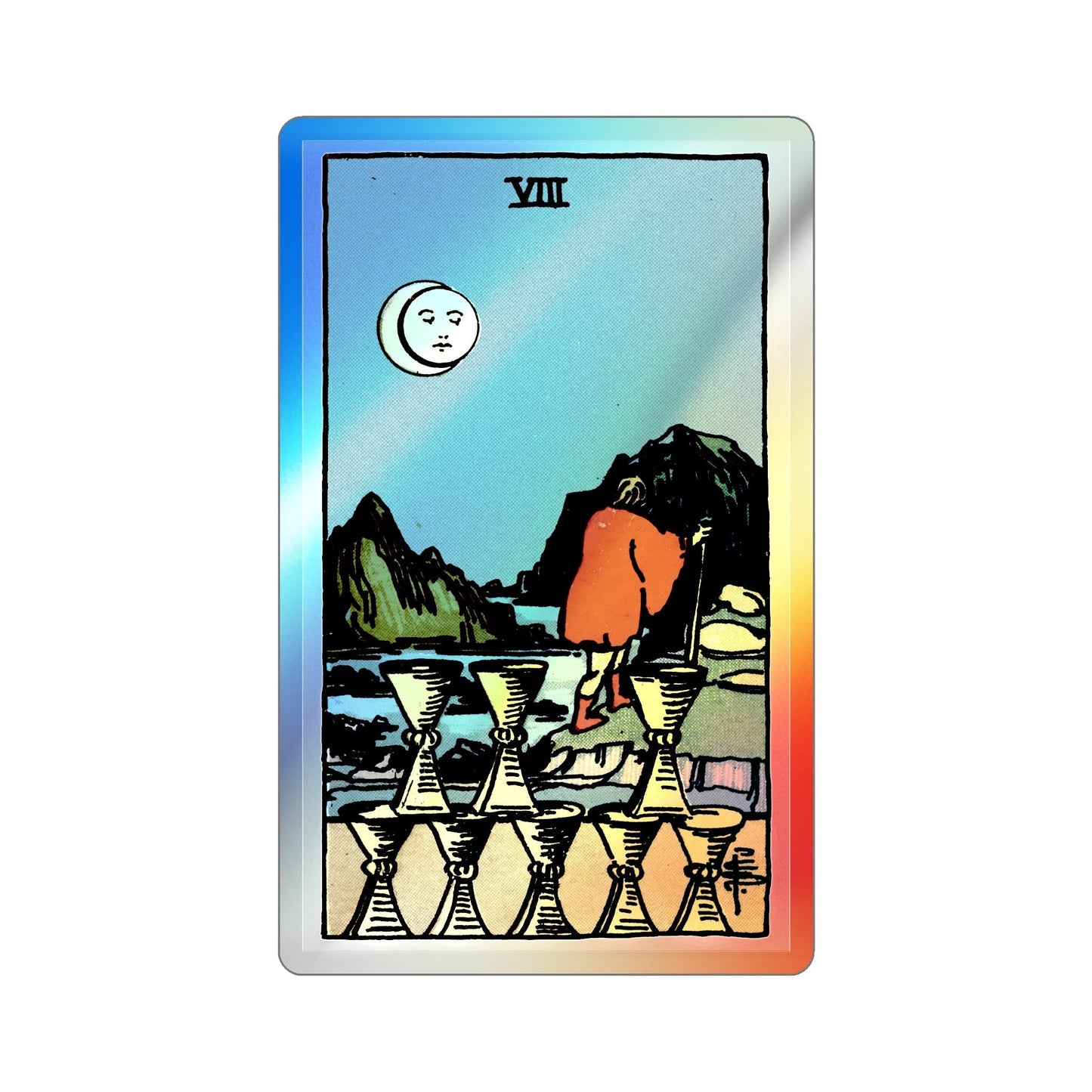 The 8 of Cups (Tarot Card) Holographic STICKER Die-Cut Vinyl Decal-5 Inch-The Sticker Space