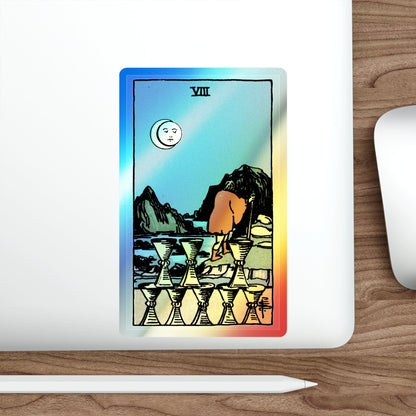 The 8 of Cups (Tarot Card) Holographic STICKER Die-Cut Vinyl Decal-The Sticker Space