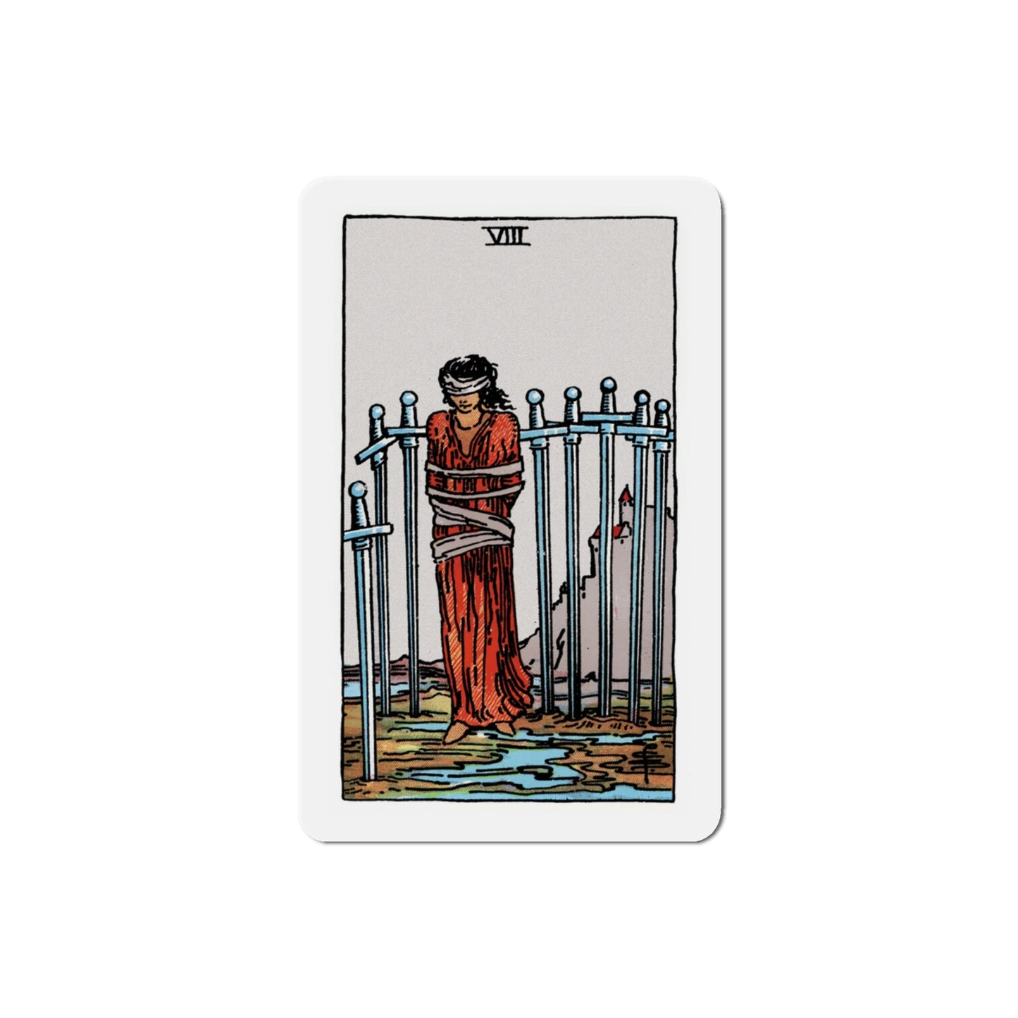 The 8 of Swords (Tarot Card) Die-Cut Magnet-3 Inch-The Sticker Space