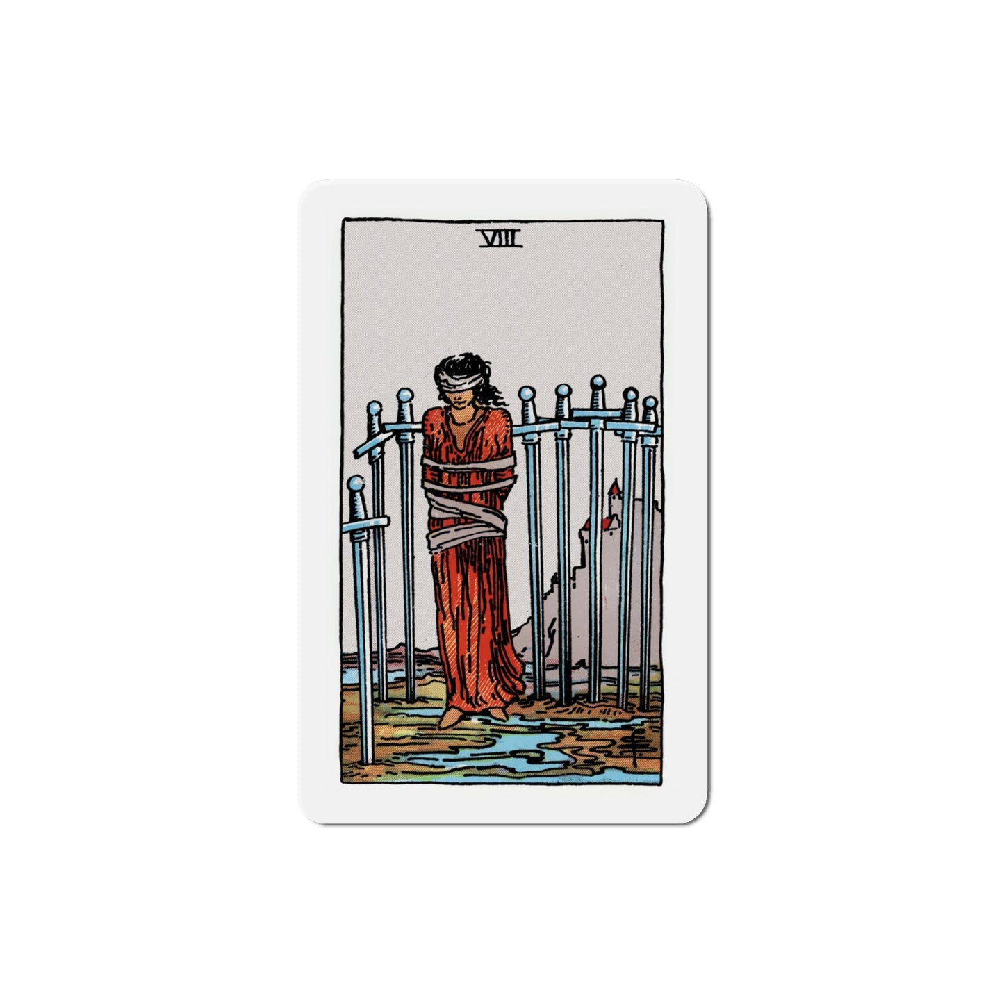 The 8 of Swords (Tarot Card) Die-Cut Magnet-4 Inch-The Sticker Space