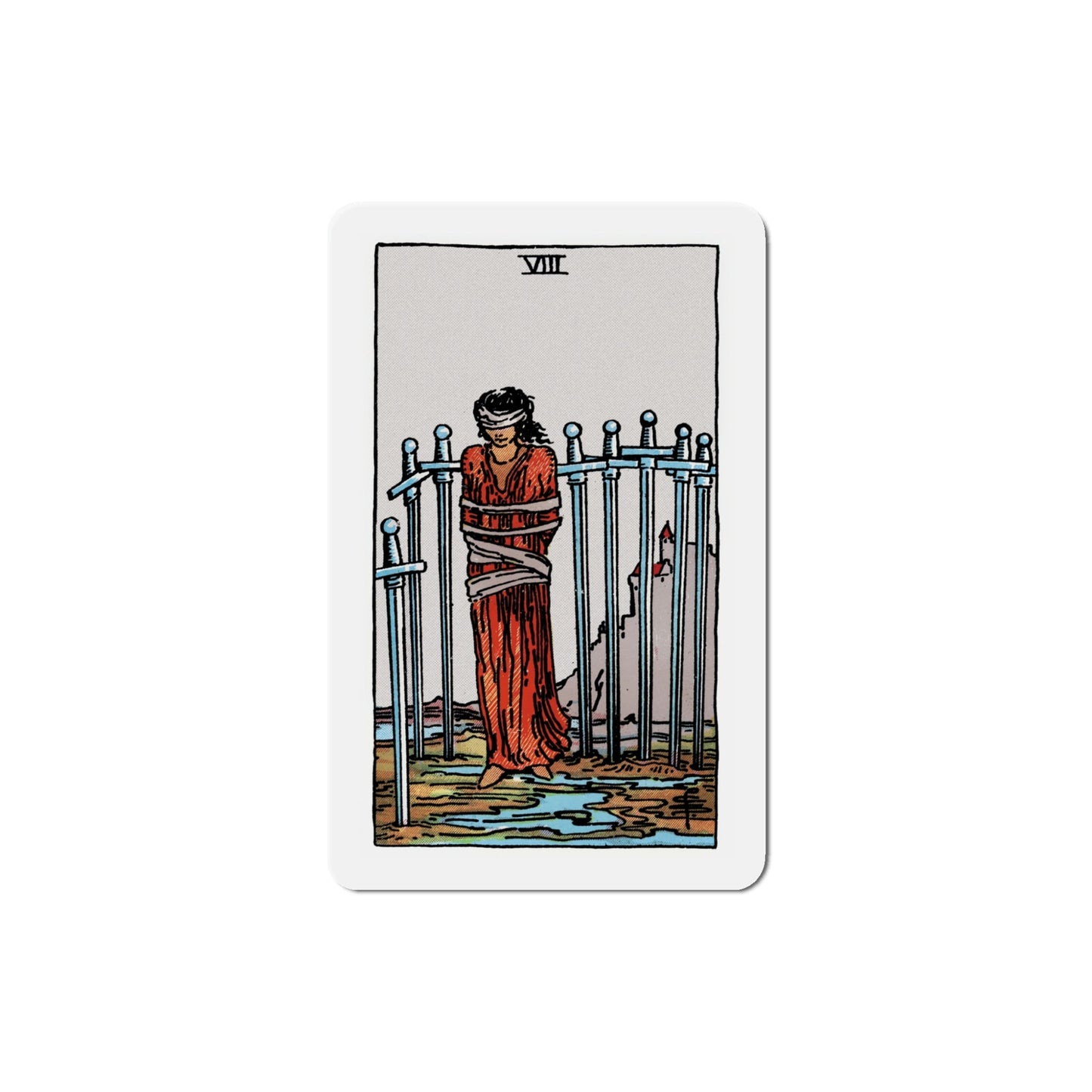 The 8 of Swords (Tarot Card) Die-Cut Magnet-5 Inch-The Sticker Space