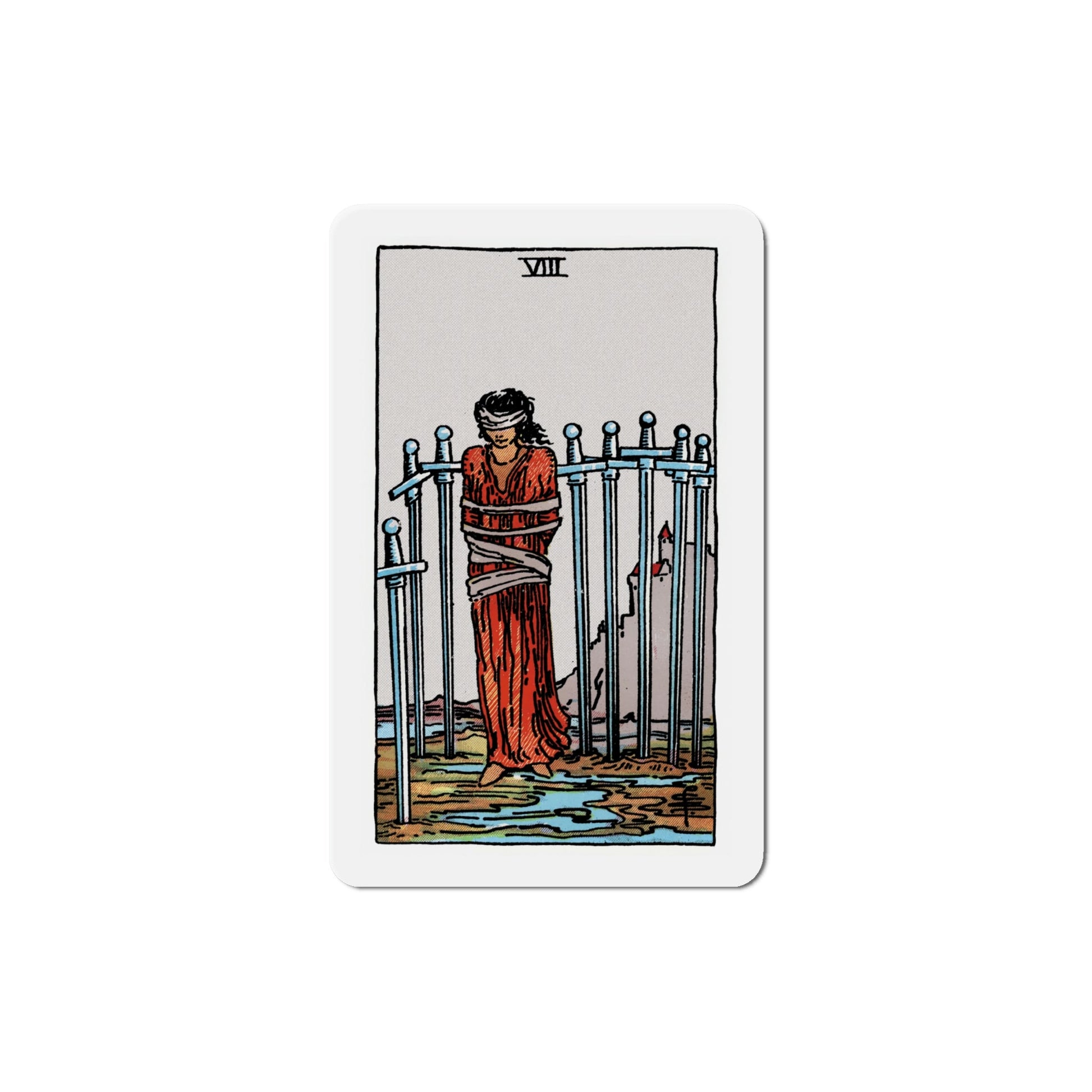 The 8 of Swords (Tarot Card) Die-Cut Magnet-6 Inch-The Sticker Space