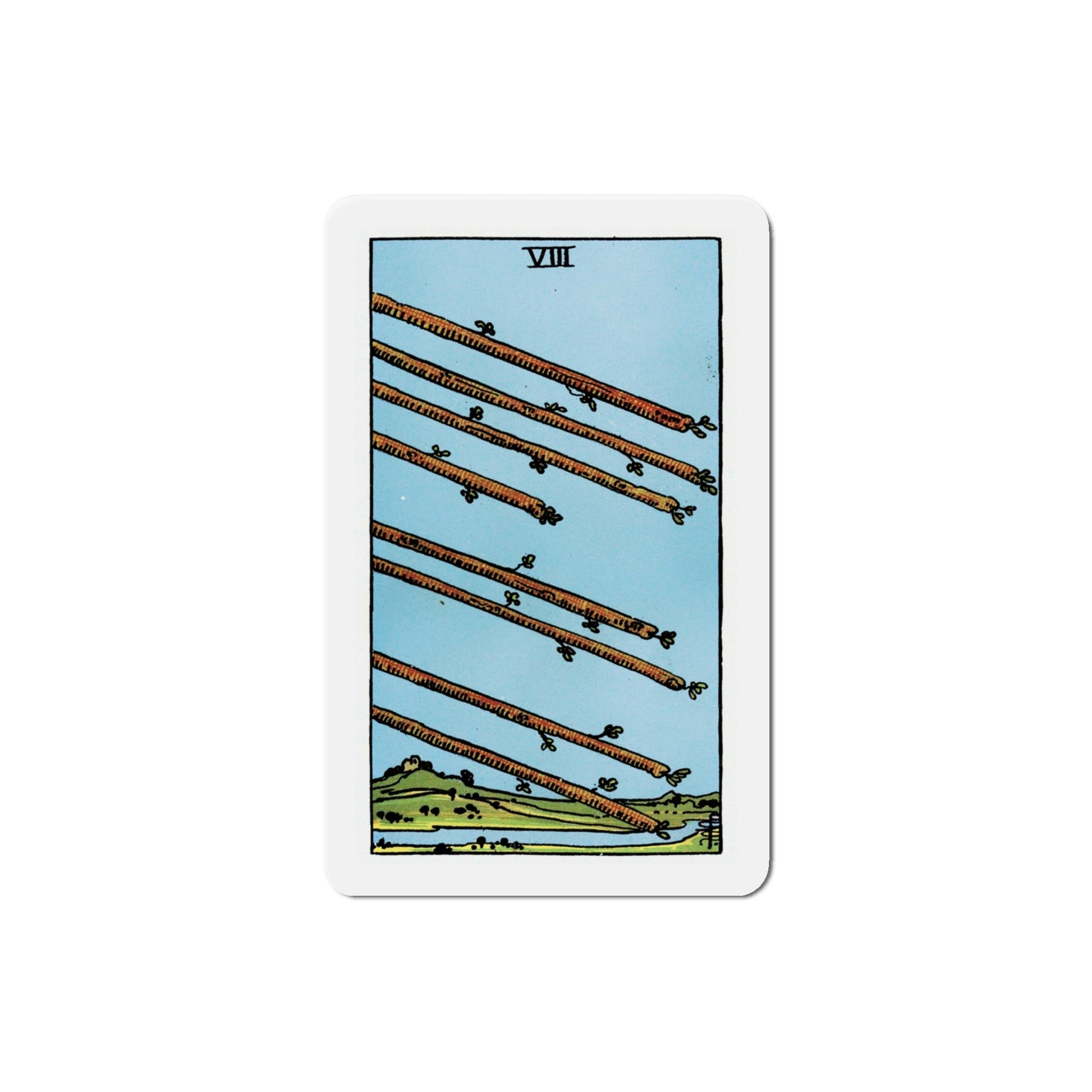 The 8 of Wands (Tarot Card) Die-Cut Magnet-4 Inch-The Sticker Space