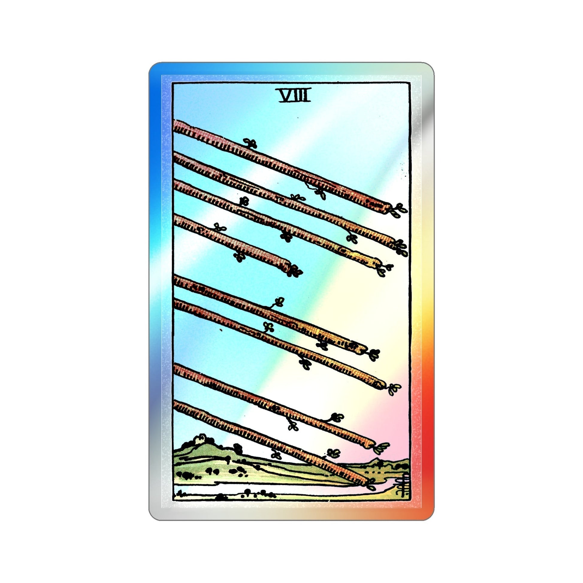 The 8 of Wands (Tarot Card) Holographic STICKER Die-Cut Vinyl Decal-3 Inch-The Sticker Space
