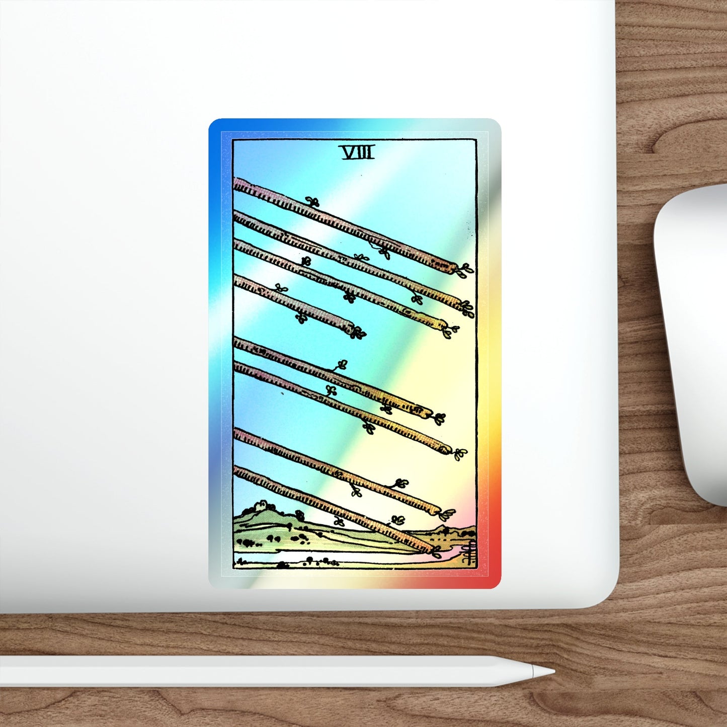 The 8 of Wands (Tarot Card) Holographic STICKER Die-Cut Vinyl Decal-The Sticker Space