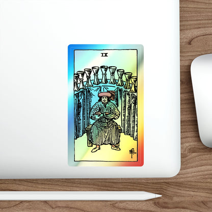 The 9 of Cups (Tarot Card) Holographic STICKER Die-Cut Vinyl Decal-The Sticker Space