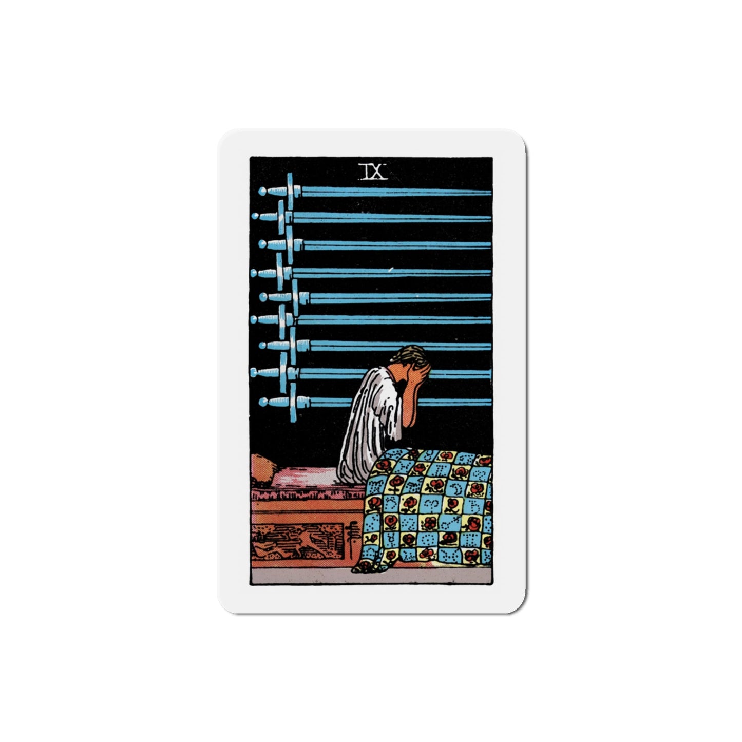 The 9 of Swords (Tarot Card) Die-Cut Magnet-3 Inch-The Sticker Space