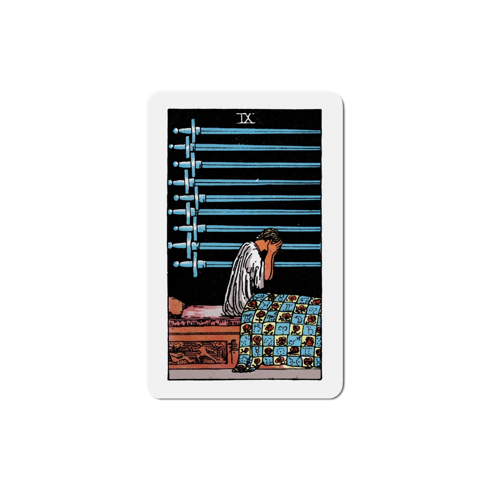 The 9 of Swords (Tarot Card) Die-Cut Magnet-5 Inch-The Sticker Space