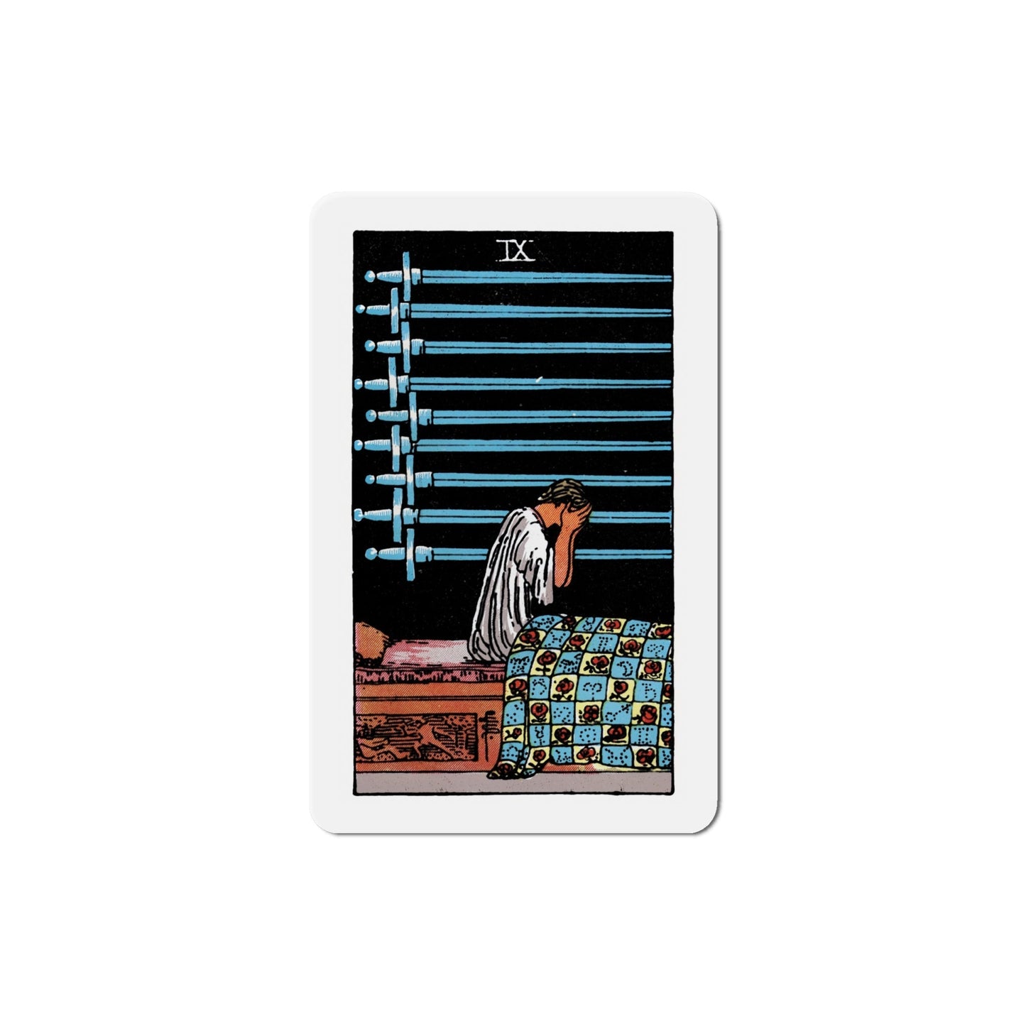 The 9 of Swords (Tarot Card) Die-Cut Magnet-6 Inch-The Sticker Space