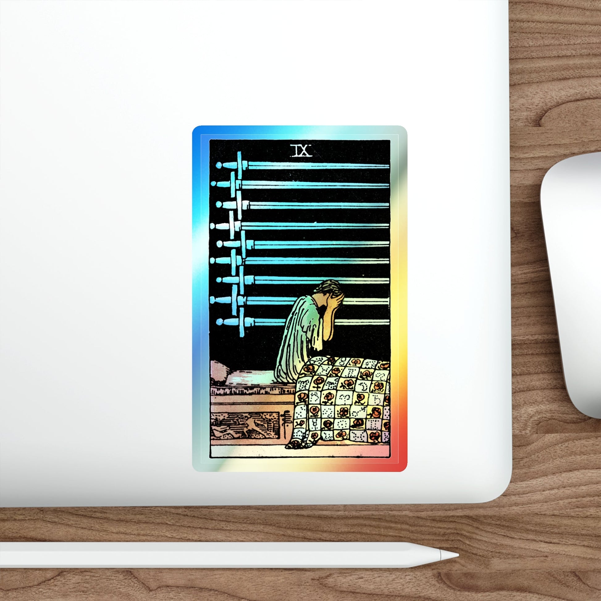 The 9 of Swords (Tarot Card) Holographic STICKER Die-Cut Vinyl Decal-The Sticker Space