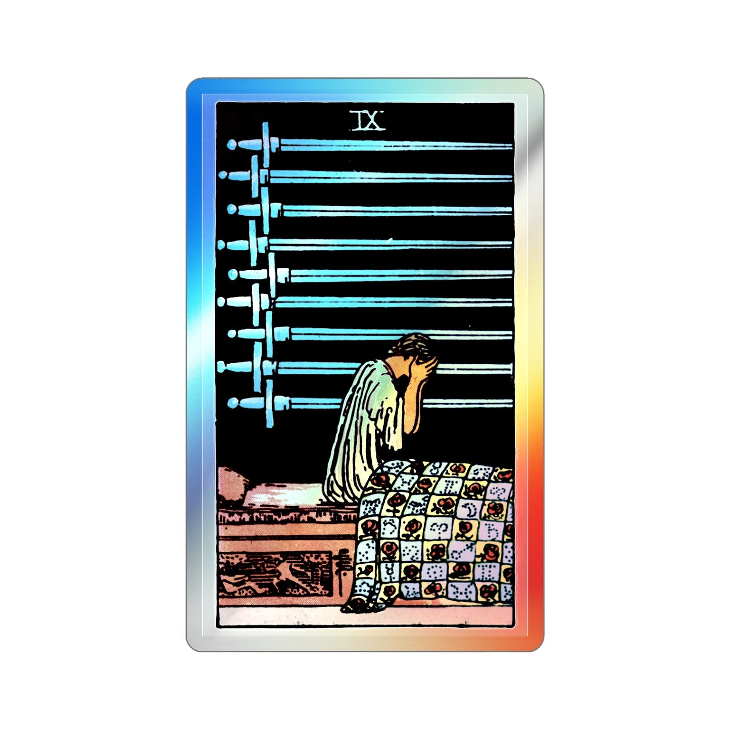 The 9 of Swords (Tarot Card) Holographic STICKER Die-Cut Vinyl Decal-2 Inch-The Sticker Space