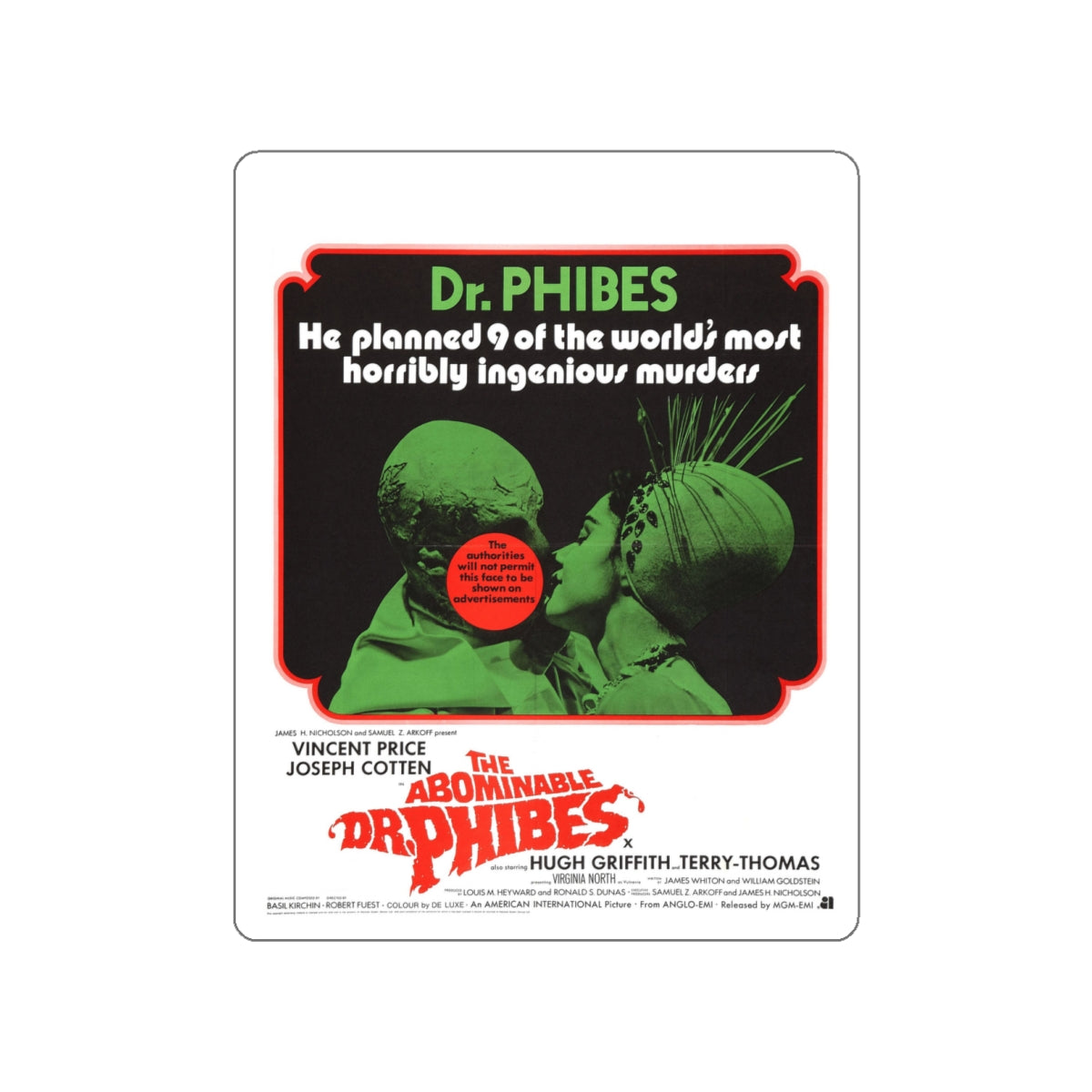 THE ABOMINABLE DR. PHIBES (2) 1971 Movie Poster STICKER Vinyl Die-Cut Decal-White-The Sticker Space
