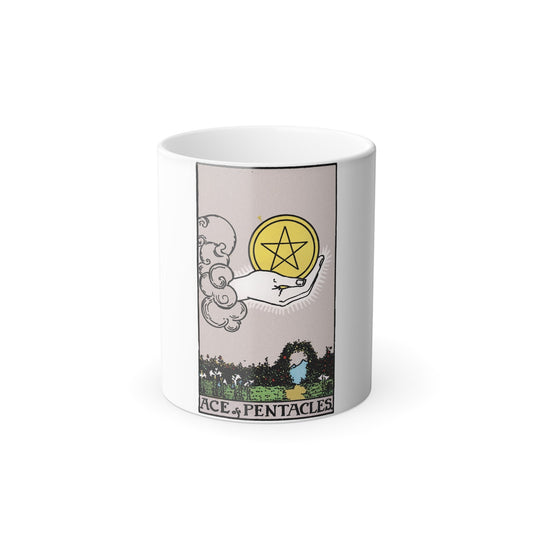 The Ace of p of Pentacles (Tarot Card) Color Changing Mug 11oz-11oz-The Sticker Space