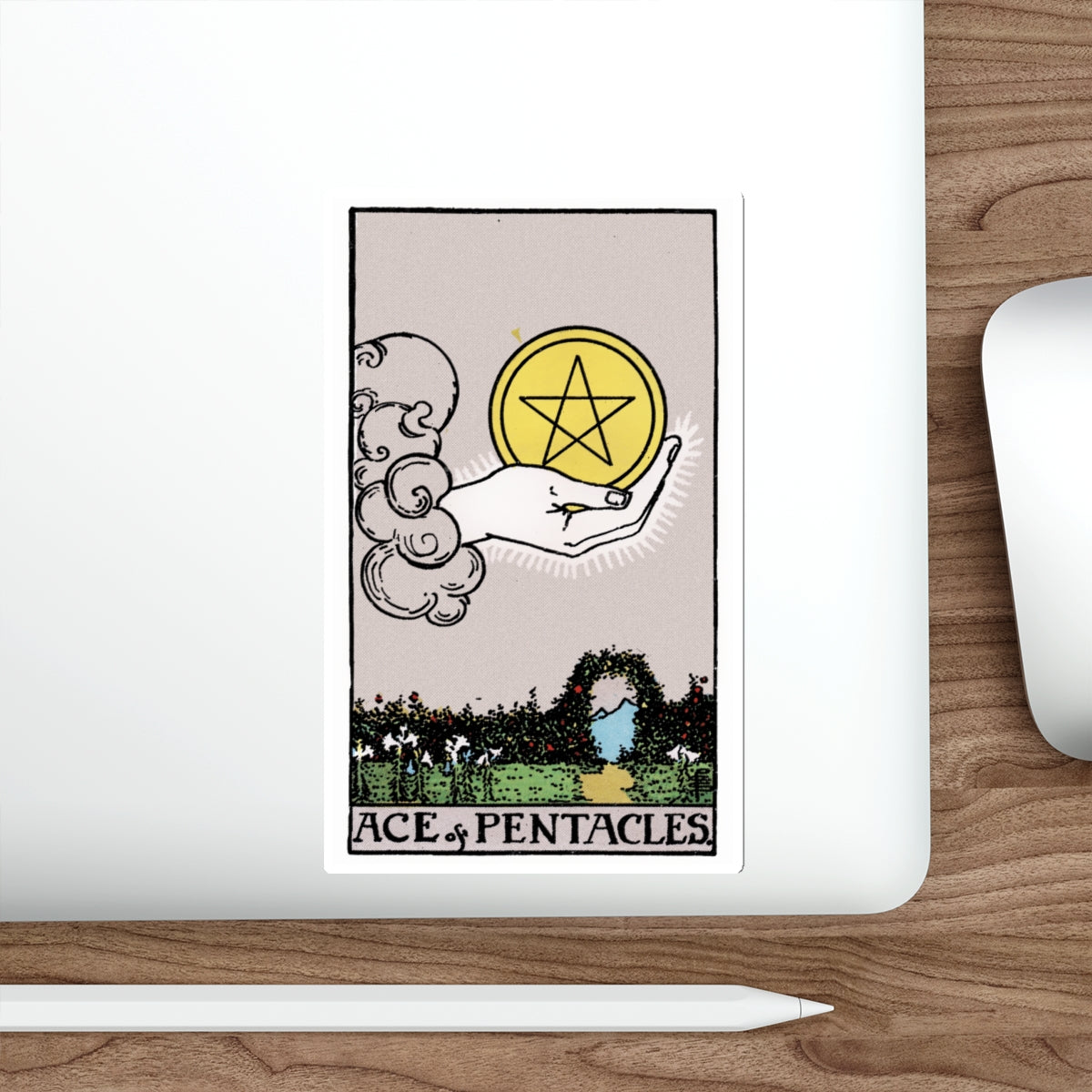 The Ace of Pentacles (Rider Waite Tarot Deck) STICKER Vinyl Die-Cut Decal-The Sticker Space