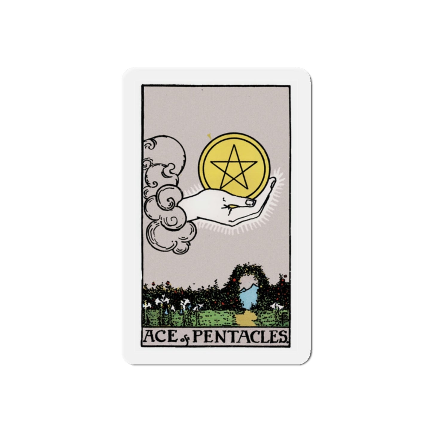 The Ace of Pentacles (Tarot Card) Die-Cut Magnet-2 Inch-The Sticker Space