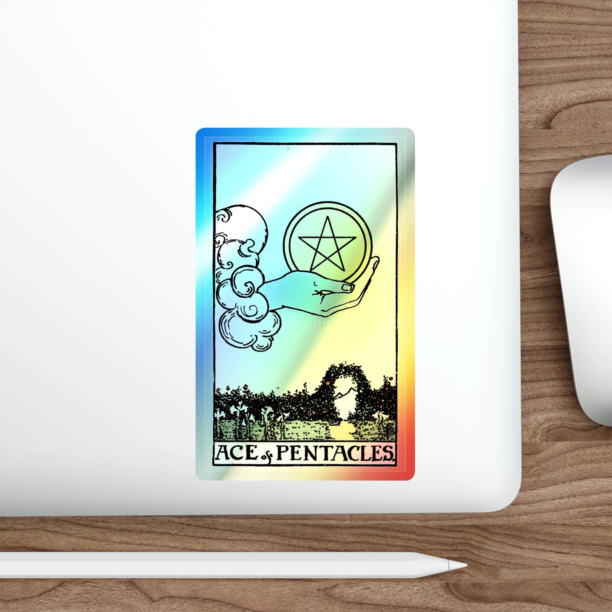 The Ace of Pentacles (Tarot Card) Holographic STICKER Die-Cut Vinyl Decal-The Sticker Space