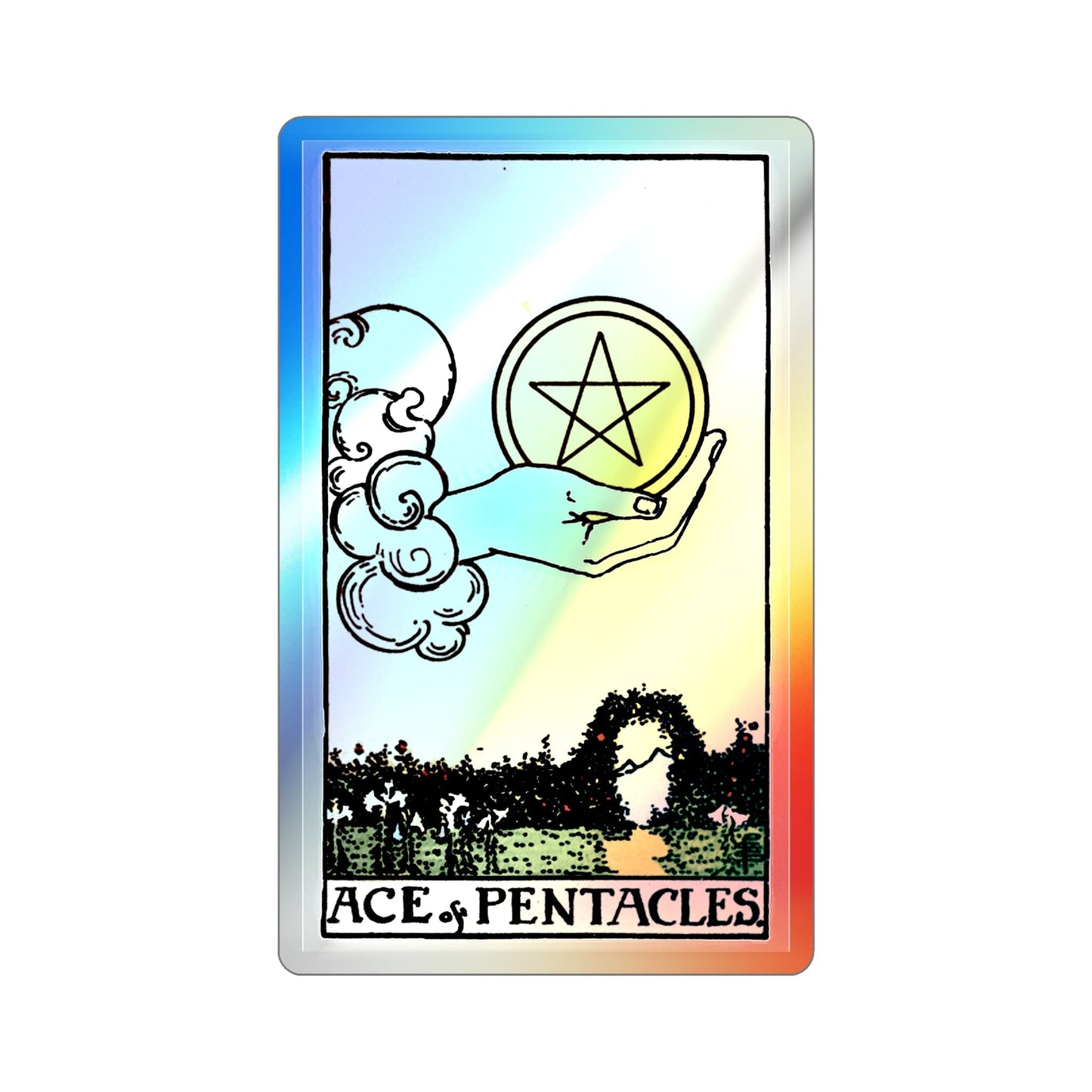 The Ace of Pentacles (Tarot Card) Holographic STICKER Die-Cut Vinyl Decal-2 Inch-The Sticker Space