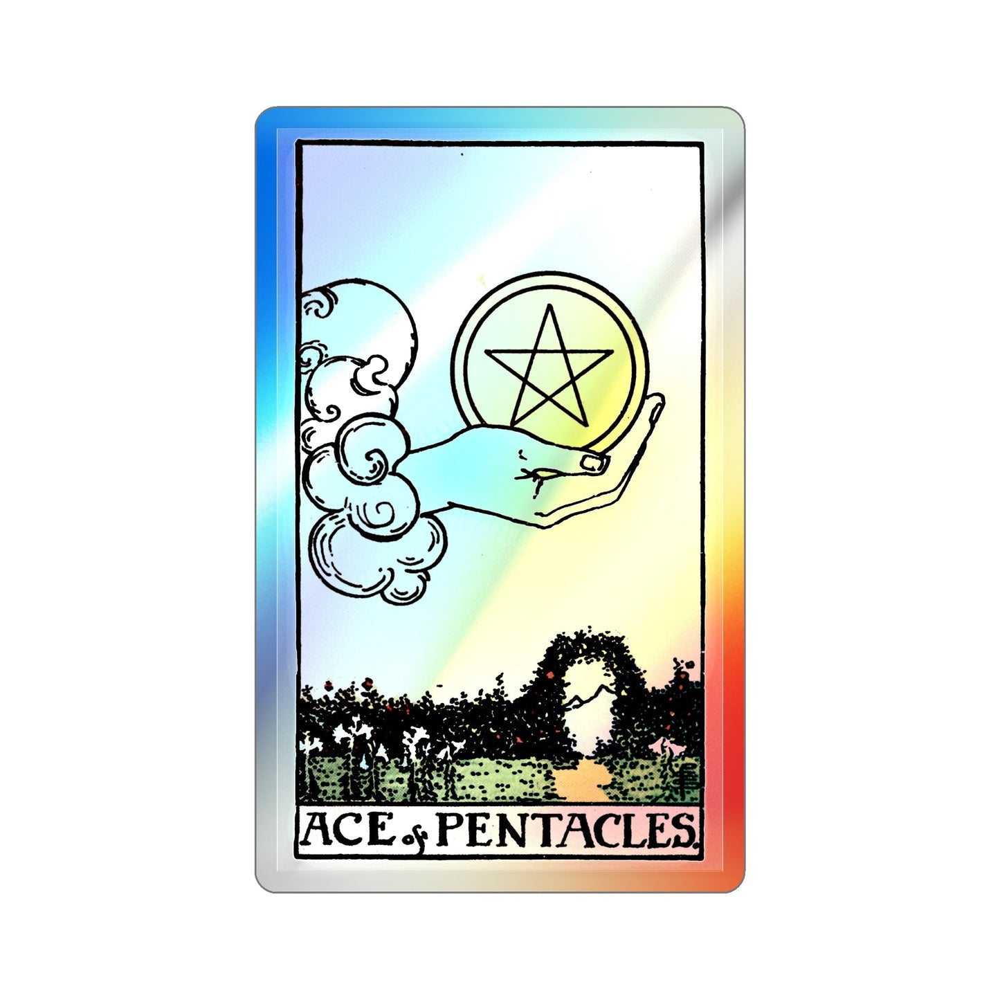 The Ace of Pentacles (Tarot Card) Holographic STICKER Die-Cut Vinyl Decal-3 Inch-The Sticker Space